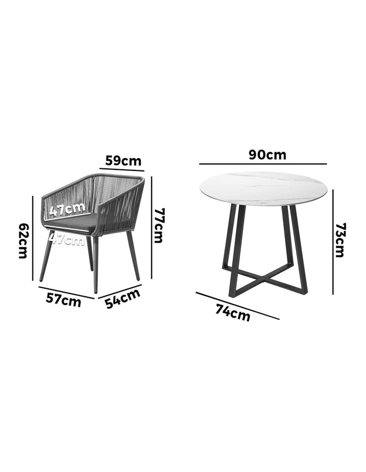 Livsip 3x Outdoor Dining Setting Sintered Stone Table Patio Furniture Bistro Set image 3