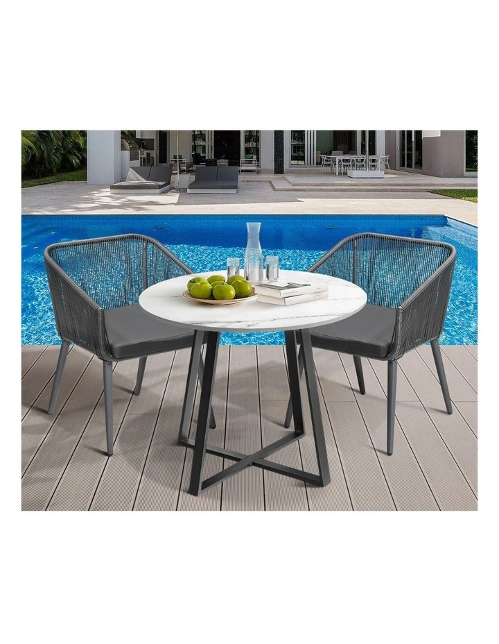 Livsip 3x Outdoor Dining Setting Sintered Stone Table Patio Furniture Bistro Set image 5