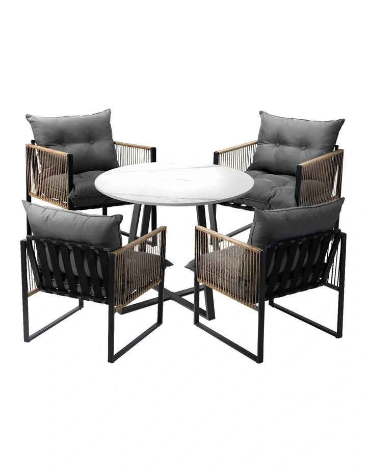 Livsip Outdoor Dining Set Furniture 4 Seater Patio Setting Sintered Stone Table image 1