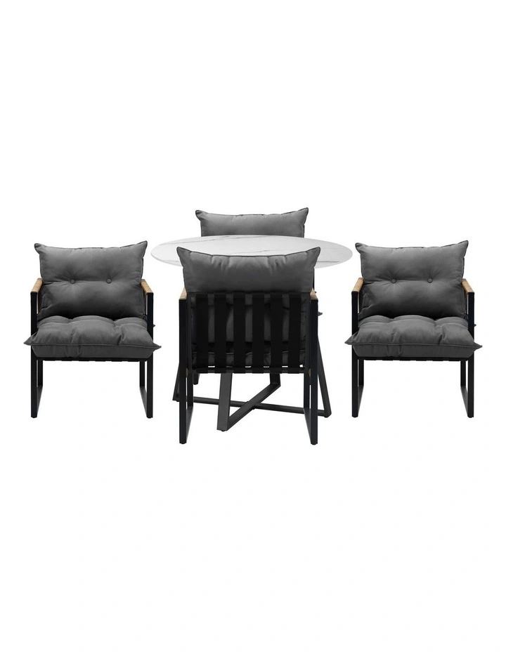 Livsip Outdoor Dining Set Furniture 4 Seater Patio Setting Sintered Stone Table image 2