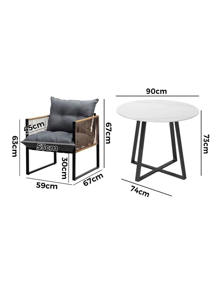 Livsip Outdoor Dining Set Furniture 4 Seater Patio Setting Sintered Stone Table image 3