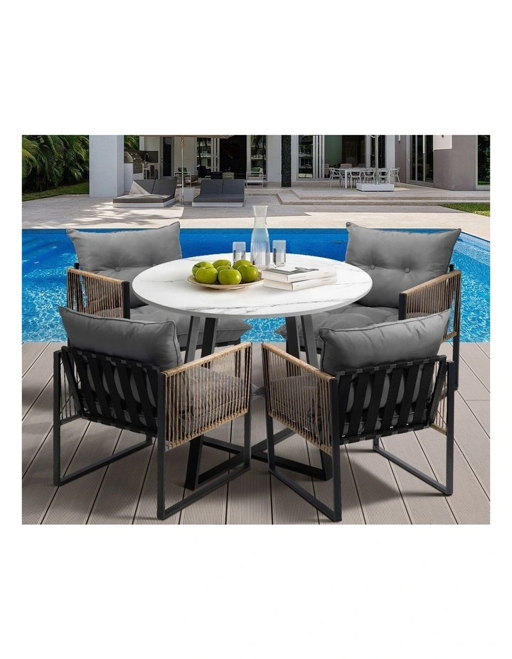 Livsip Outdoor Dining Set Furniture 4 Seater Patio Setting Sintered Stone Table image 5