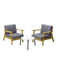 Livsip 3PCS Outdoor Lounge Set Patio Furniture Sets 50cm White Coffee Side Table