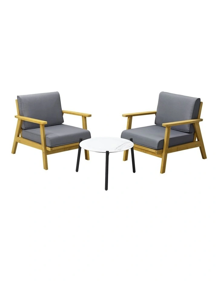 Livsip 3PCS Outdoor Lounge Set Patio Furniture Sets 50cm White Coffee Side Table image 1