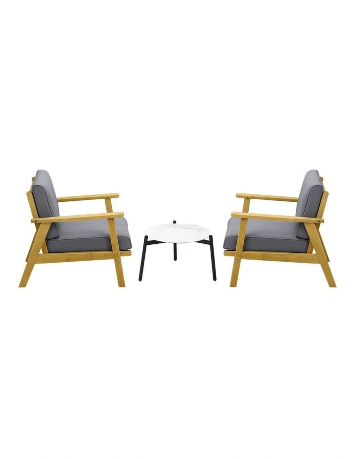 Livsip 3PCS Outdoor Lounge Set Patio Furniture Sets 50cm White Coffee Side Table image 2