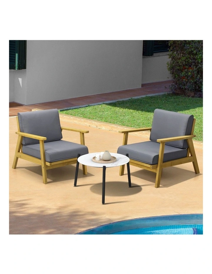 Livsip 3PCS Outdoor Lounge Set Patio Furniture Sets 50cm White Coffee Side Table image 4