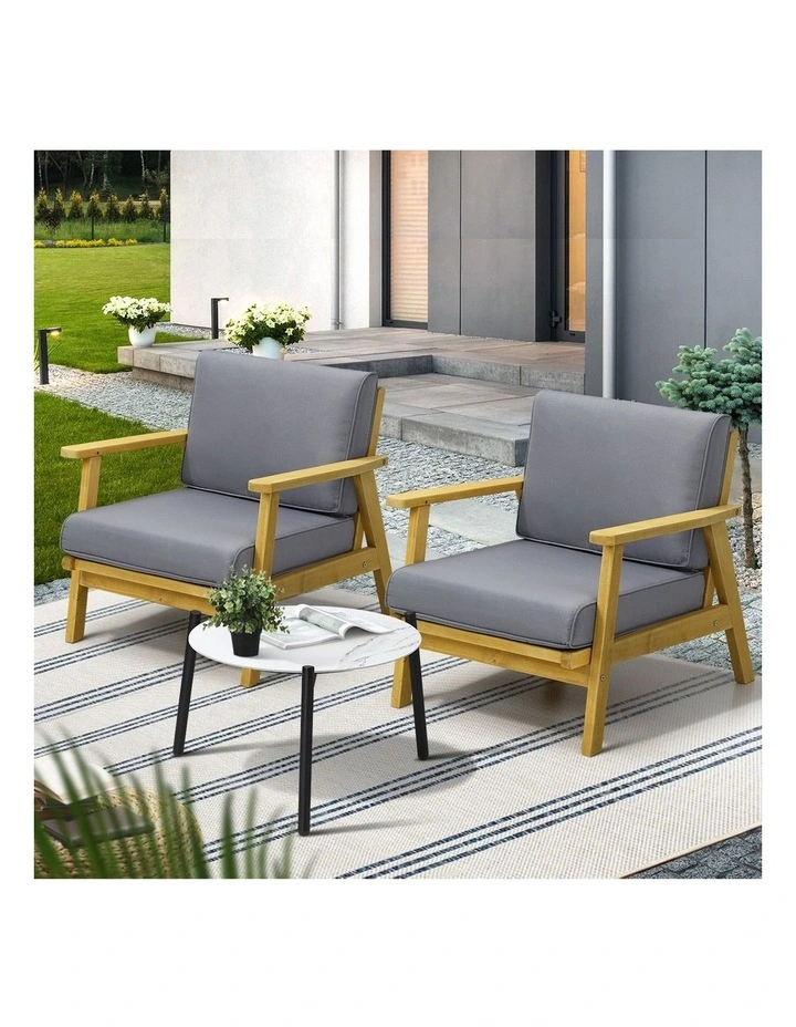 Livsip 3PCS Outdoor Lounge Set Patio Furniture Sets 50cm White Coffee Side Table image 5