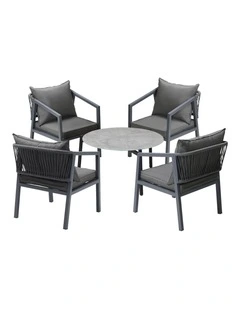 Livsip 5PCS Outdoor Patio Setting Furniture Lounge Set Grey 70cm Coffee Table