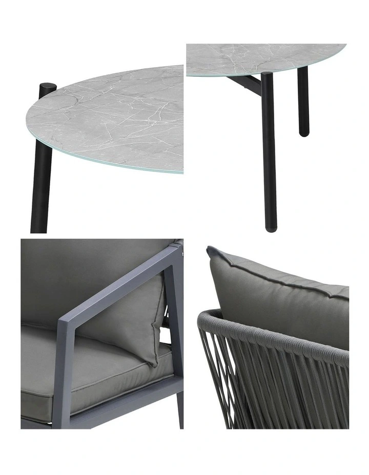 Livsip 5PCS Outdoor Patio Setting Furniture Lounge Set Grey 70cm Coffee Table image 6