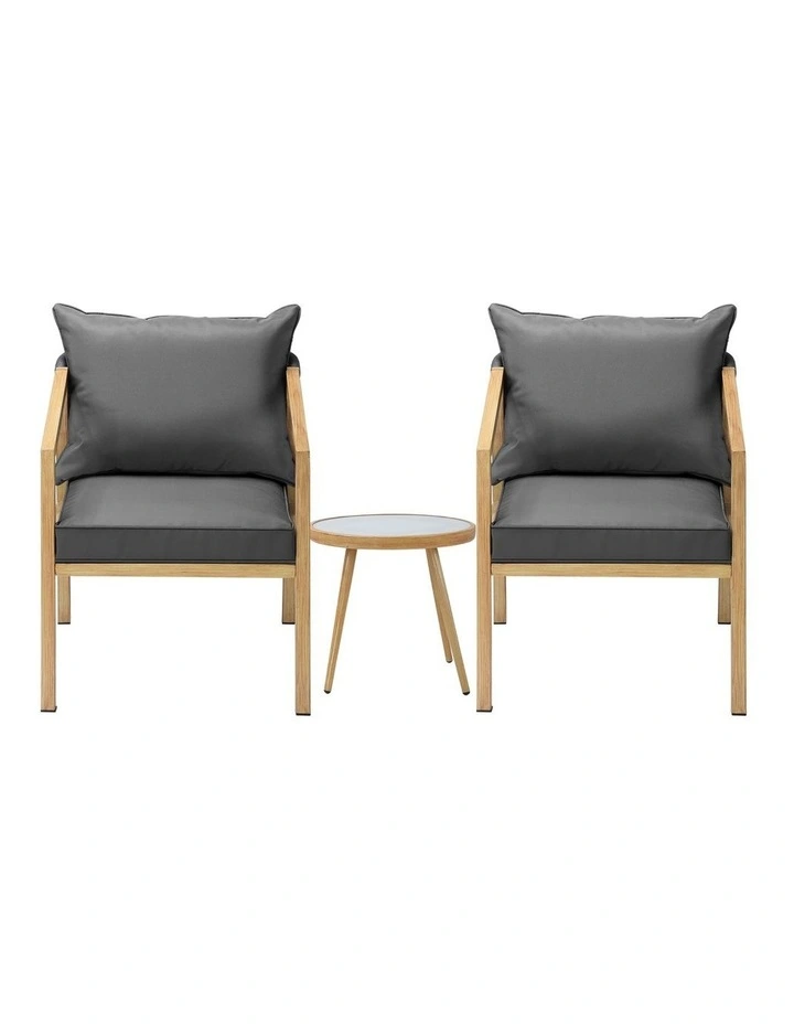Livsip Outdoor Bistro Set Dining Chairs Table Patio Furniture Setting 3 Piece image 2