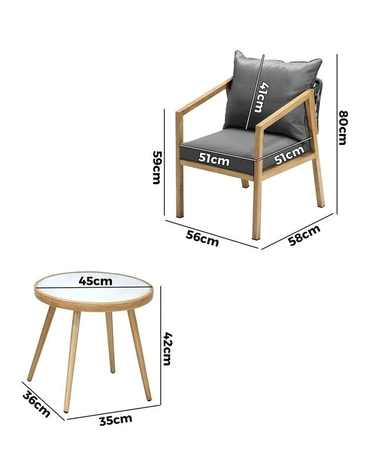 Livsip Outdoor Bistro Set Dining Chairs Table Patio Furniture Setting 3 Piece image 3