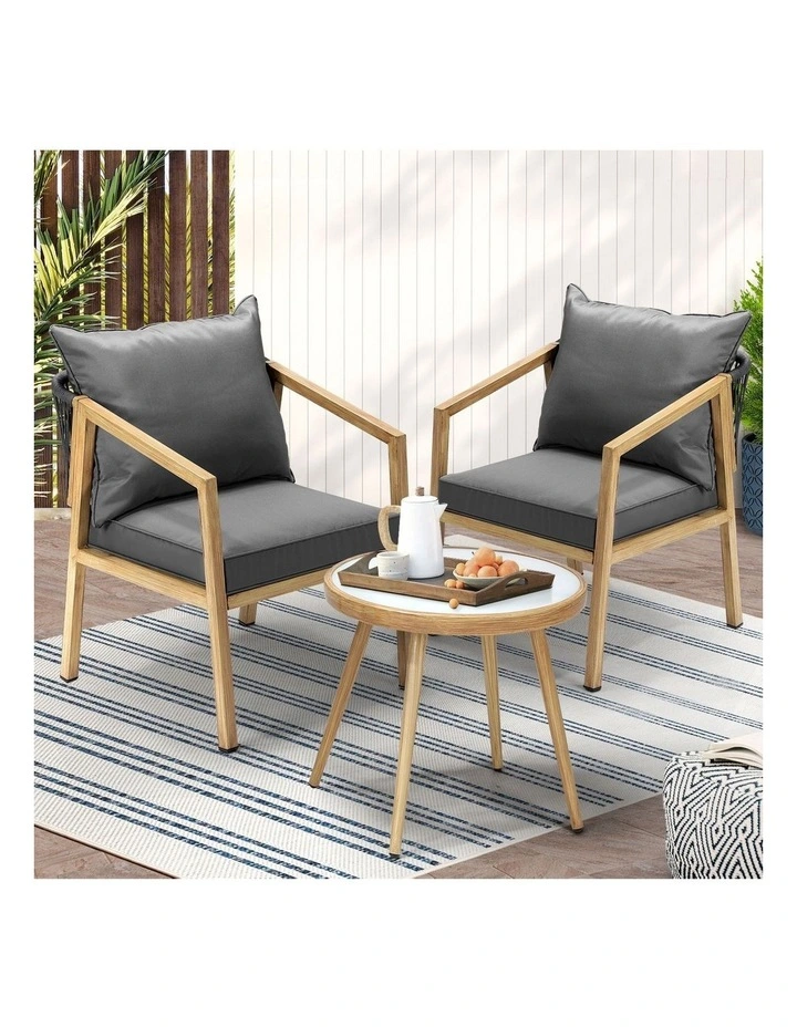 Livsip Outdoor Bistro Set Dining Chairs Table Patio Furniture Setting 3 Piece image 4
