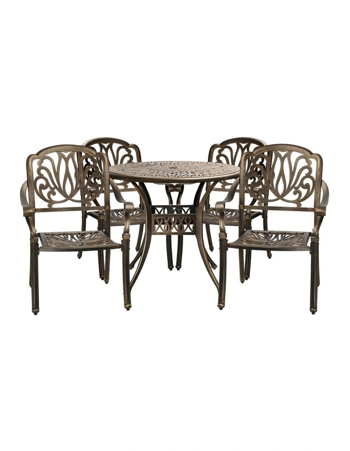 Livsip Outdoor Furniture 5 Piece Dining Set Chairs Table Bistro Set Patio Garden image 2