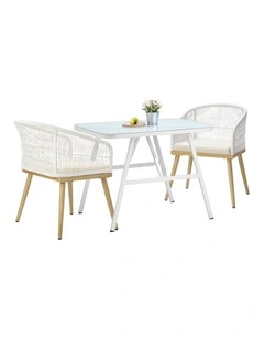 Livsip Outdoor Dining Set Patio Furniture Setting Garden Marble-style Table 3PCS