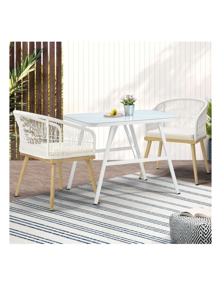 Livsip Outdoor Dining Set Patio Furniture Setting Garden Marble-style Table 3PCS image 4