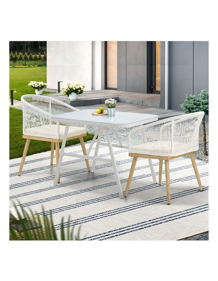 Livsip Outdoor Dining Set Patio Furniture Setting Garden Marble-style Table 3PCS image 5