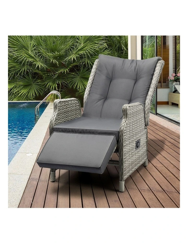 Livsip Recliner Chairs Outdoor Sun Lounge Wicker Garden Sofa Patio Furniture image 5