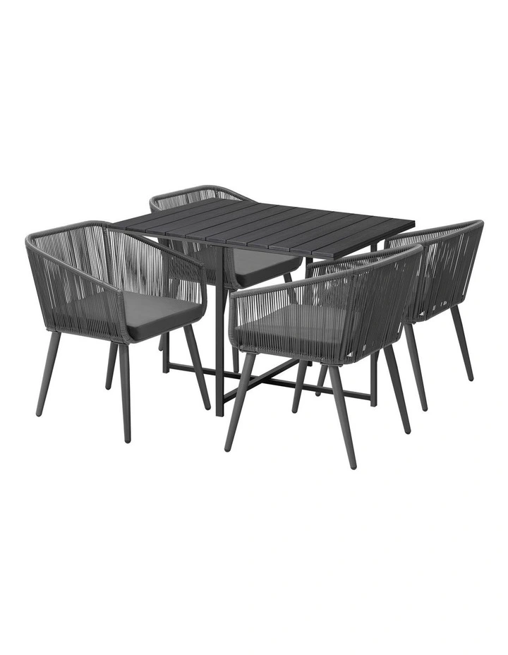 Livsip 5PCS Outdoor Dining Set Furniture Black Table Lounge Chairs Patio Setting image 1