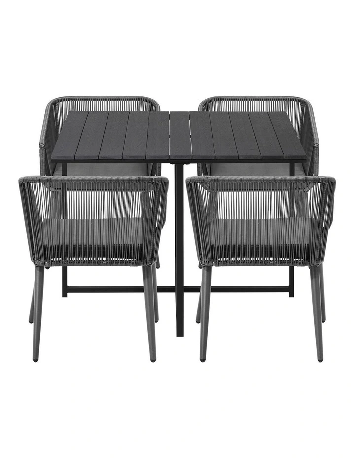 Livsip 5PCS Outdoor Dining Set Furniture Black Table Lounge Chairs Patio Setting image 2