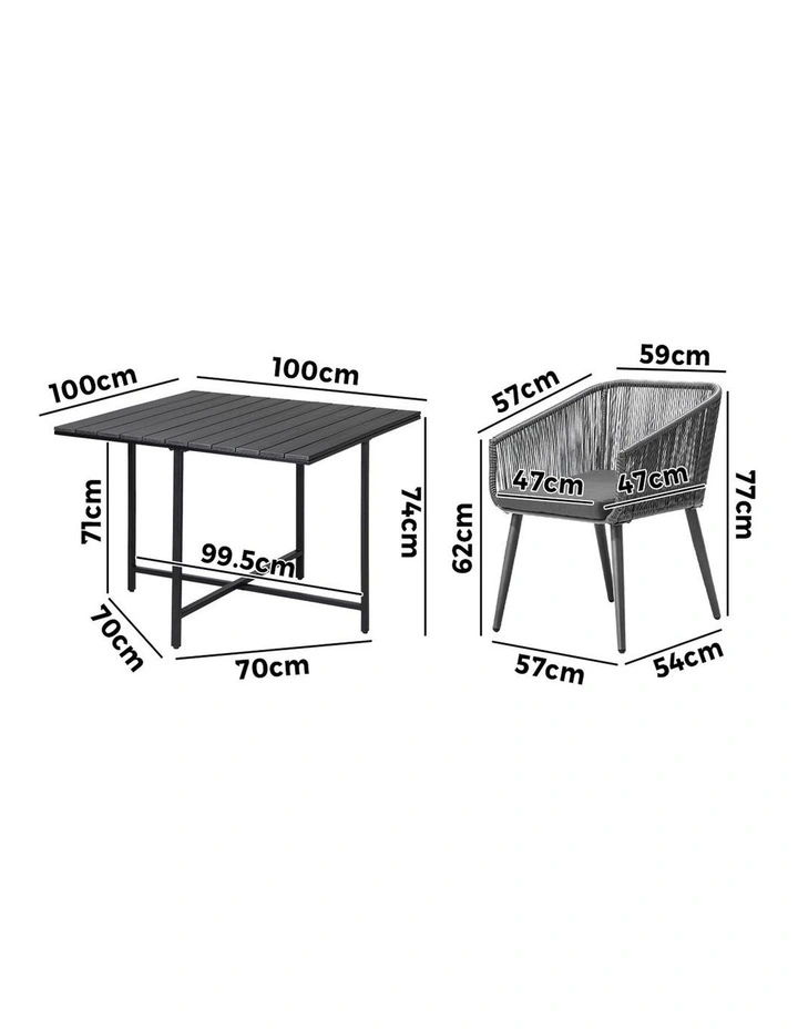 Livsip 5PCS Outdoor Dining Set Furniture Black Table Lounge Chairs Patio Setting image 3