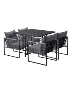 Livsip 5PCS Outdoor Dining Set Patio Furniture Garden Table Sofa Chairs