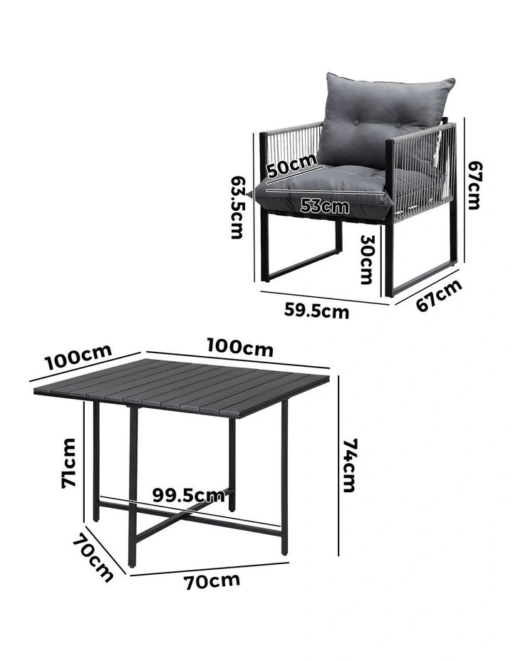 Livsip 5PCS Outdoor Dining Set Patio Furniture Garden Table Sofa Chairs image 3