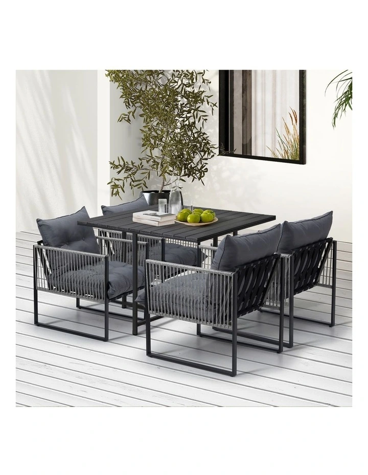 Livsip 5PCS Outdoor Dining Set Patio Furniture Garden Table Sofa Chairs image 4