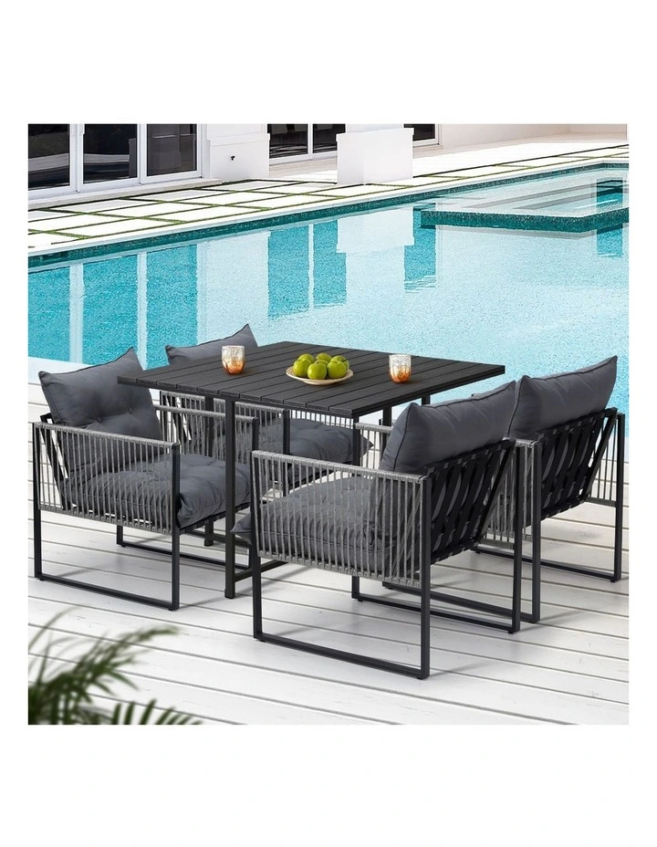 Livsip 5PCS Outdoor Dining Set Patio Furniture Garden Table Sofa Chairs image 5