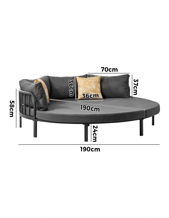 Livsip Outdoor Round Daybed 190cm Large Sun Lounge Setting image 3