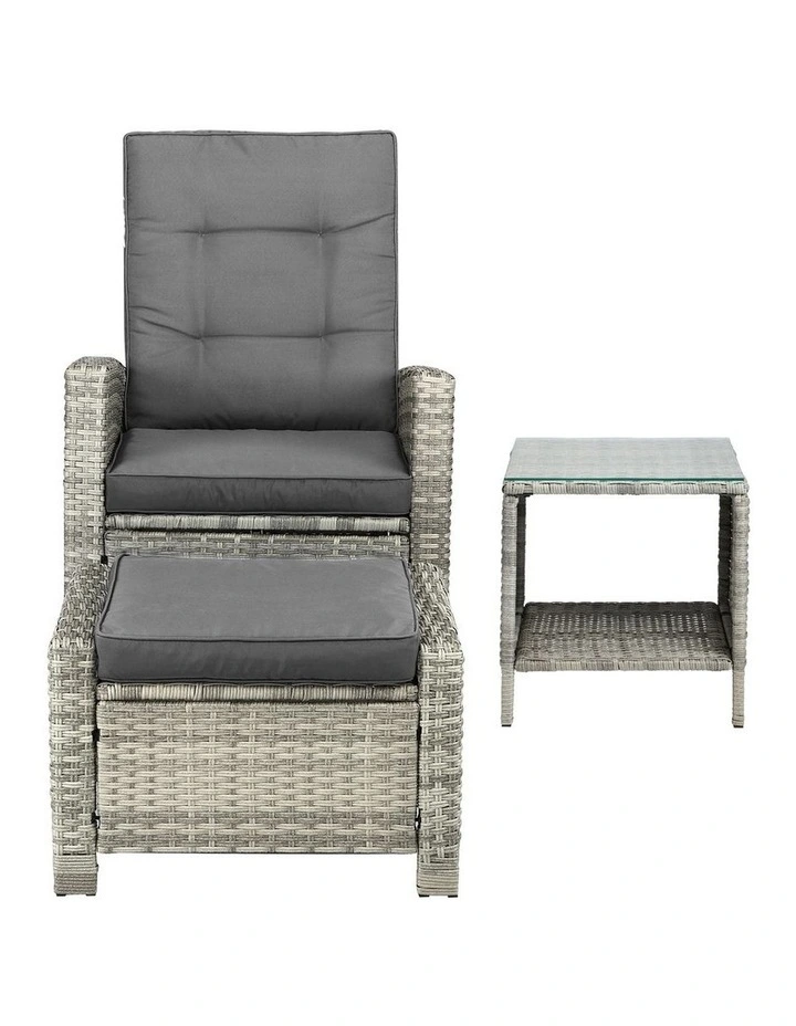 Livsip Recliner Chair Outdoor Sun Lounge Setting Wicker Sofa Patio Furniture 3PC image 2