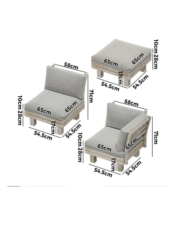 Livsip 5 Piece Outdoor Sofa Set Wooden Lounge Setting image 3