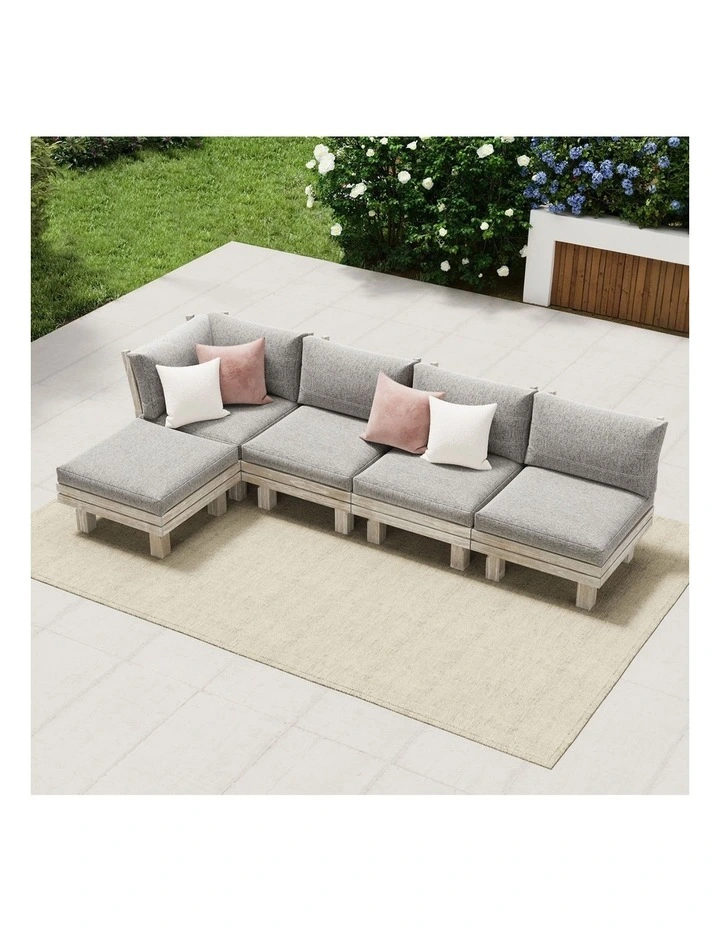 Livsip 5 Piece Outdoor Sofa Set Wooden Lounge Setting image 4