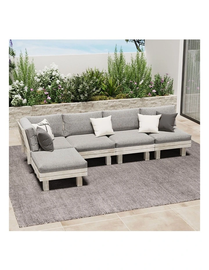 Livsip 5 Piece Outdoor Sofa Set Wooden Lounge Setting image 5