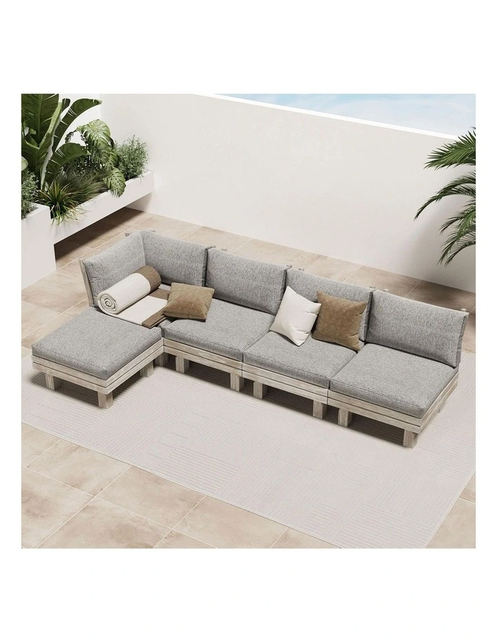 Livsip 5 Piece Outdoor Sofa Set Wooden Lounge Setting image 7