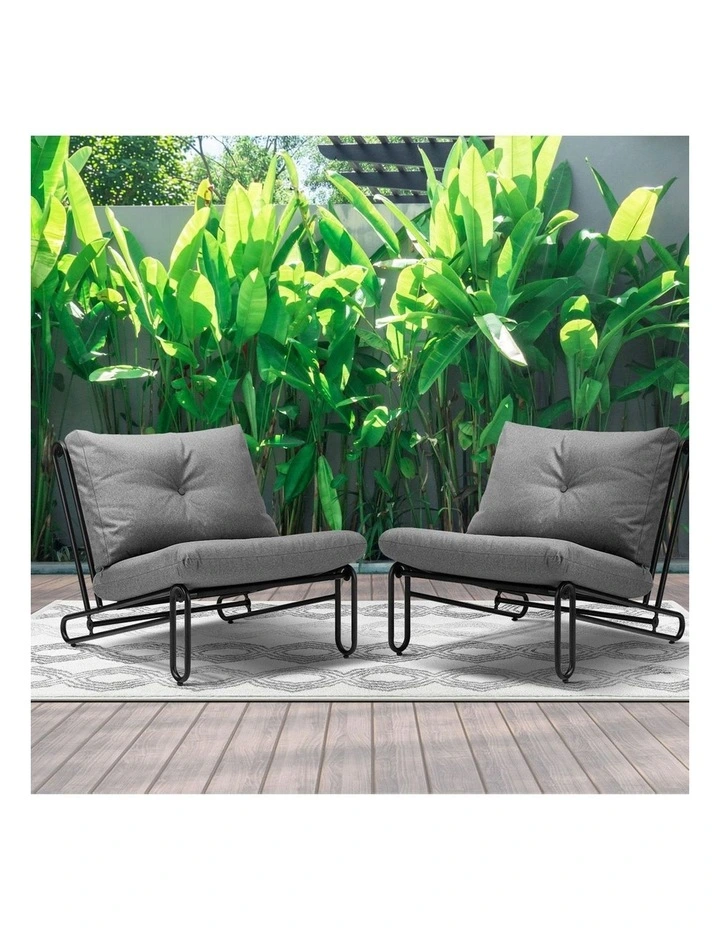 Livsip 2PCS Outdoor Lounge Chairs Patio Furniture Garden Sofa with Cushions Grey image 7