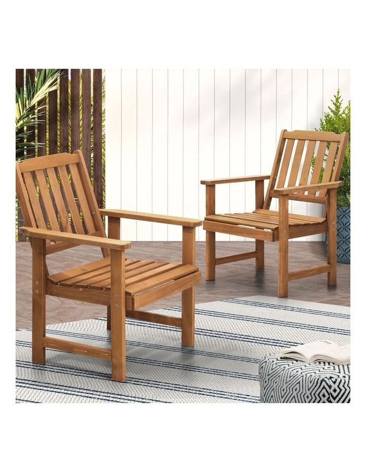 Livsip Outdoor Armchair Wooden Patio Furniture Set of 2 Chairs Set Garden Seat image 4