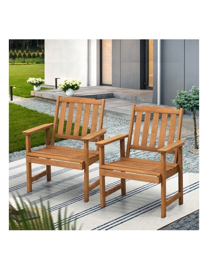 Livsip Outdoor Armchair Wooden Patio Furniture Set of 2 Chairs Set Garden Seat image 5