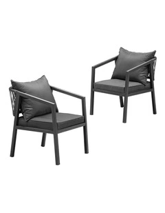 Livsip 2PCS Outdoor Furniture Chairs Garden Patio Garden Lounge Set Steel Frame