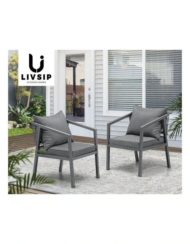 Livsip 2PCS Outdoor Furniture Chairs Garden Patio Garden Lounge Set Steel Frame image 7