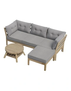 Livsip 4 Seater Outdoor Sofa Set Wooden Modular Lounge Setting Grey