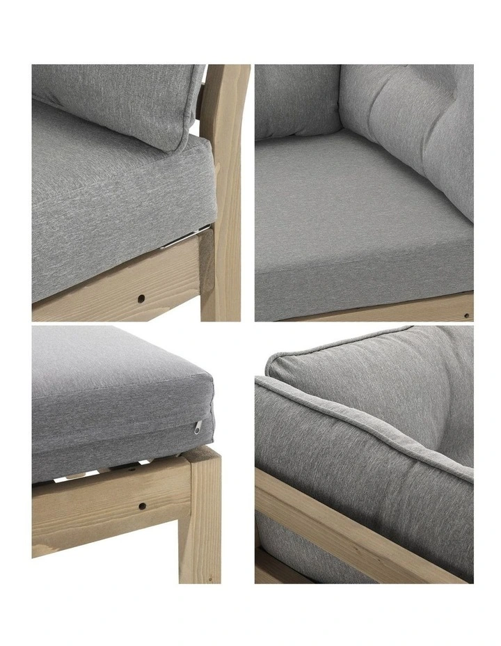 Livsip 4 Seater Outdoor Sofa Set Wooden Modular Lounge Setting Grey image 6
