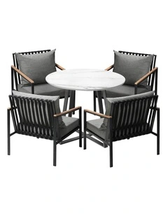Livsip 5PCS Outdoor Dining Setting Table Sofa Chairs Patio Furniture Bistro Set
