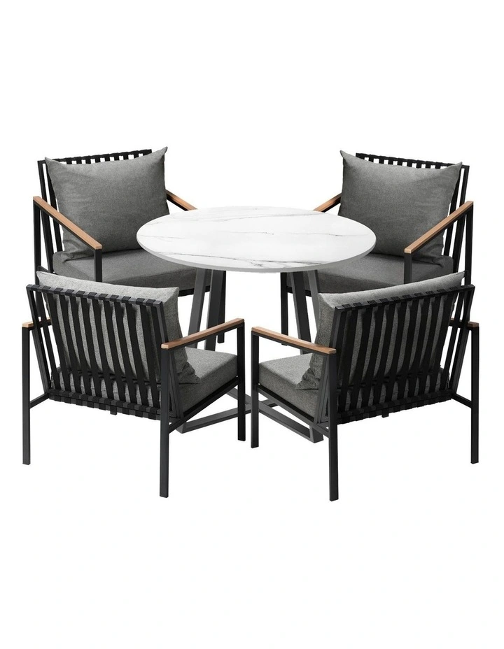 Livsip 5PCS Outdoor Dining Setting Table Sofa Chairs Patio Furniture Bistro Set image 1