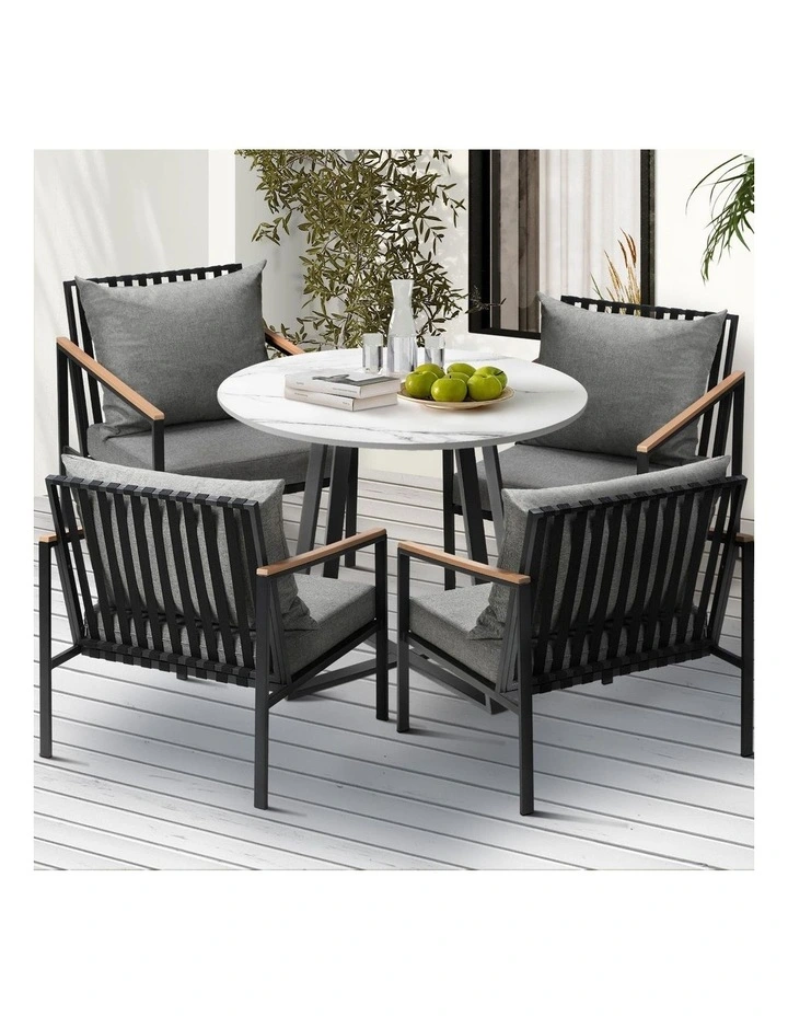 Livsip 5PCS Outdoor Dining Setting Table Sofa Chairs Patio Furniture Bistro Set image 4