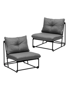 Livsip 2PCS Outdoor Dining Chairs Patio Furniture Sofa Lounge Chair Garden Grey