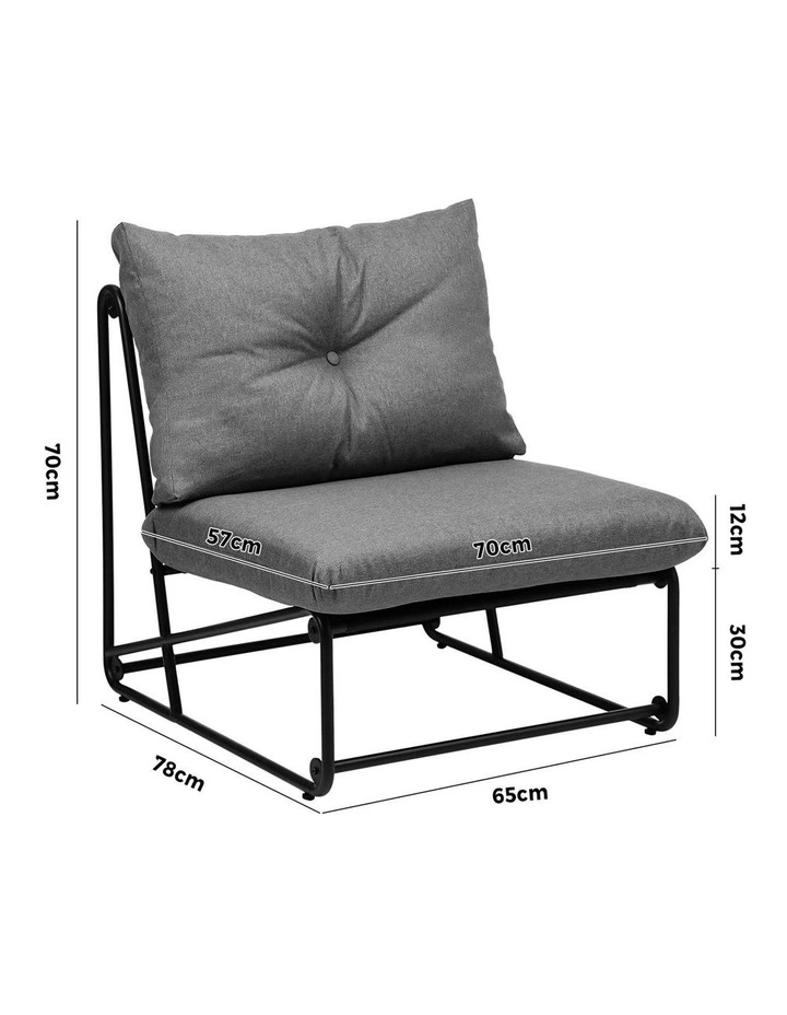 Livsip 2PCS Outdoor Dining Chairs Patio Furniture Sofa Lounge Chair Garden Grey image 3