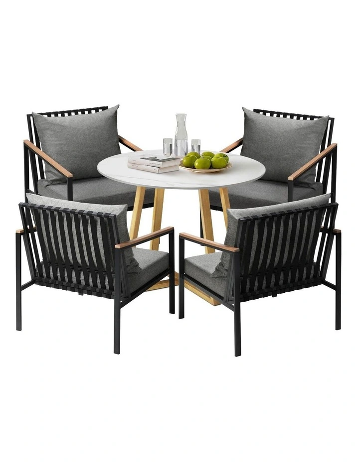 Livsip 5 Piece Outdoor Dining Setting Sintered Stone Table Patio Furniture Set image 1