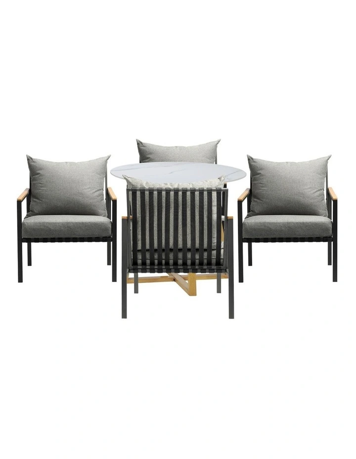 Livsip 5 Piece Outdoor Dining Setting Sintered Stone Table Patio Furniture Set image 2