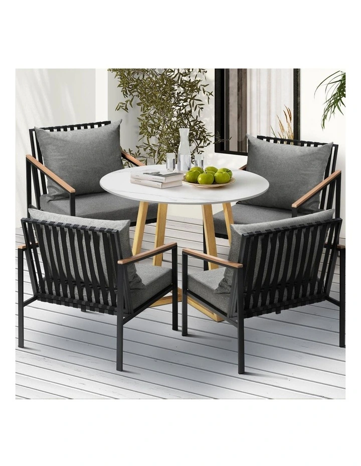 Livsip 5 Piece Outdoor Dining Setting Sintered Stone Table Patio Furniture Set image 4