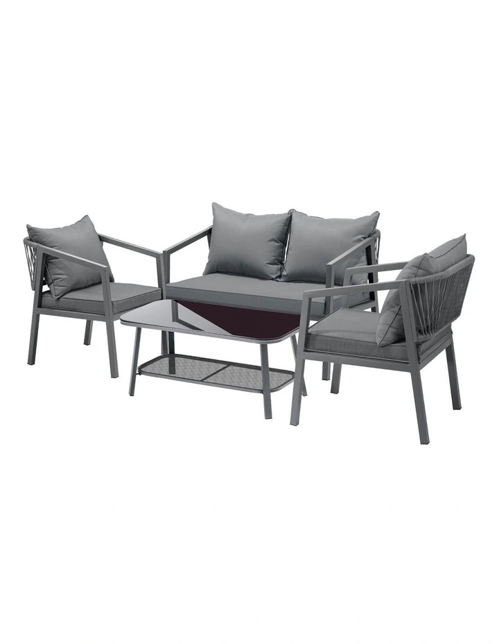 Livsip 4PCS Garden Outdoor Furniture Setting Lounge Patio Sofa Table Chairs Set image 1